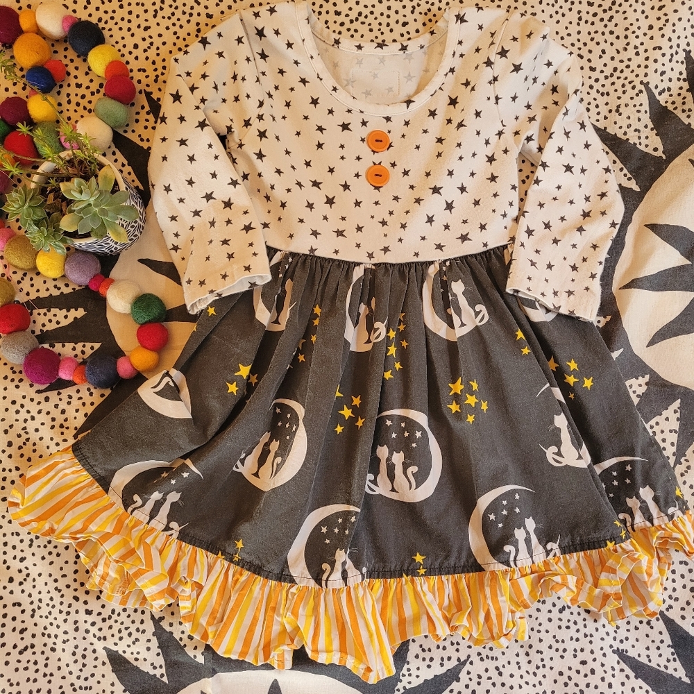 Moon & stars with black cats Halloween Eleanor Rose dress